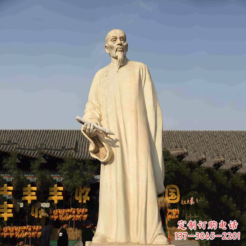 聊城清代书画家郑板桥石雕塑-中国历史名人汉白玉雕像