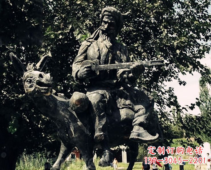 聊城阿凡提和小毛驴公园景观铜雕