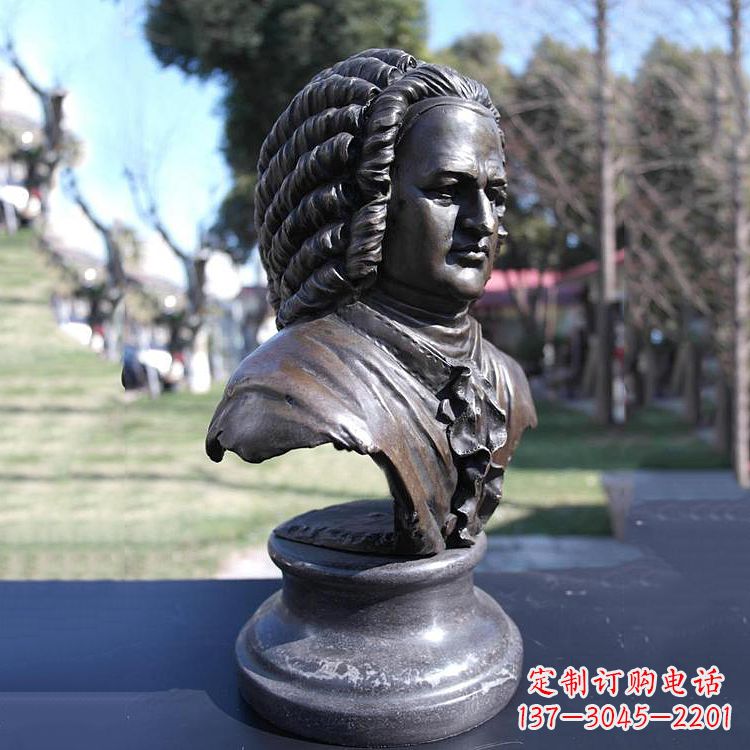 聊城巴赫头像铜雕德古巴洛克时期作曲家胸像雕刻