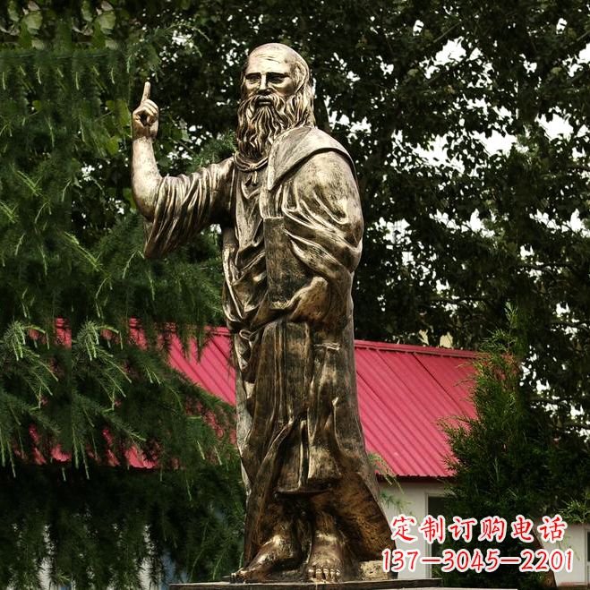 聊城柏拉图玻璃钢仿铜雕像-古希腊哲学家雕塑