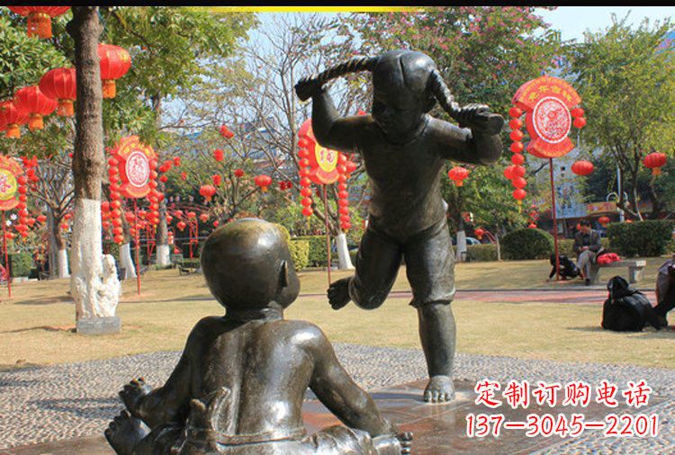 聊城表演的儿童公园人物铜雕塑