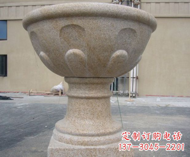 聊城别墅景观大理石花盆石雕 (3)