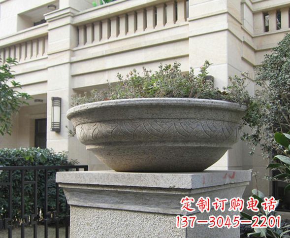 聊城别墅景观大理石花盆石雕 (5)