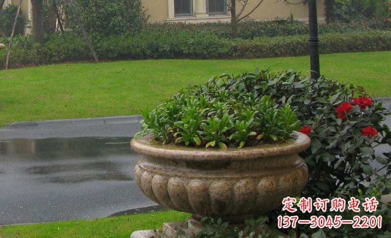 聊城别墅景观大理石花盆石雕 (4)