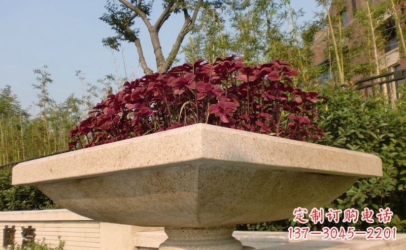 聊城别墅景观大理石花盆石雕_1