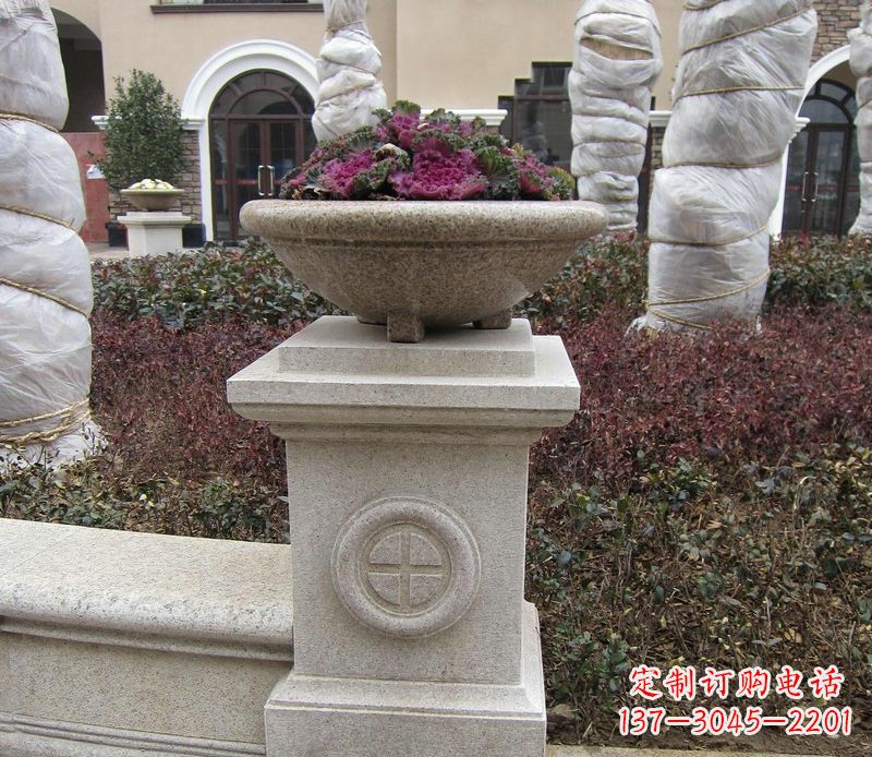 聊城别墅景观大理石花盆石雕_2