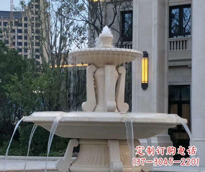 聊城别墅景观汉白玉喷泉石雕 (2)