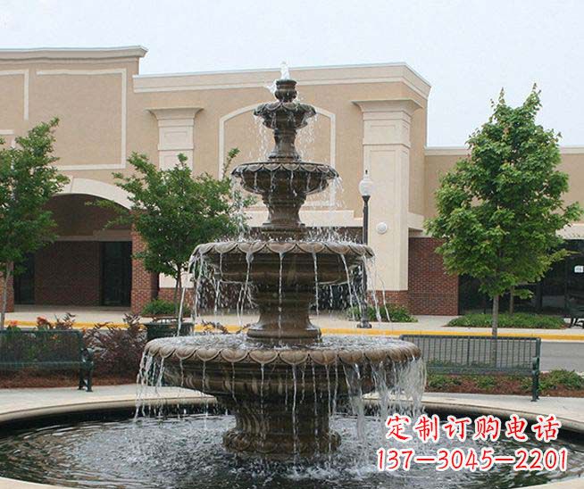 聊城别墅景观石雕多层喷泉雕塑 (3)