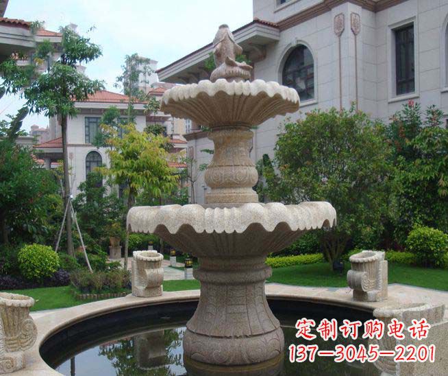 聊城别墅景观石雕多层喷泉雕塑