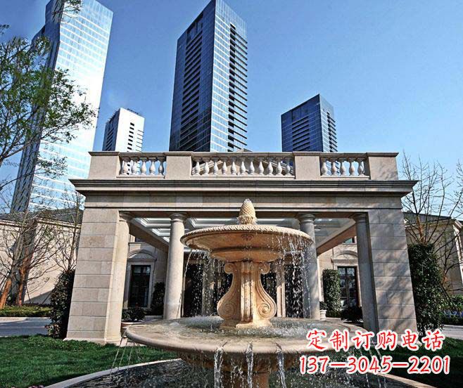 聊城别墅景观晚霞红喷泉石雕 (2)