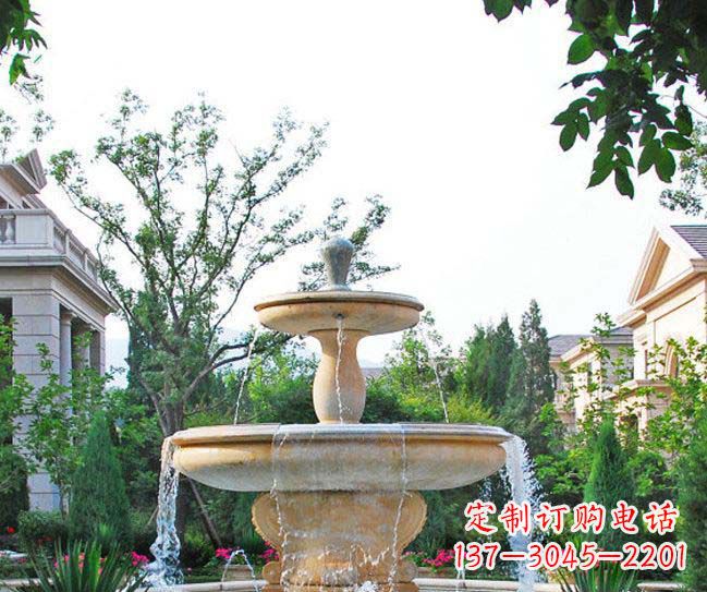 聊城别墅景观晚霞红喷泉石雕