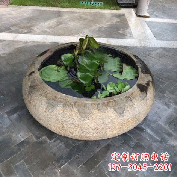 聊城别墅庭院仿古做旧石雕鱼缸