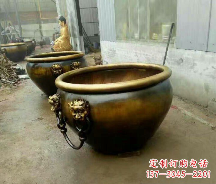 聊城精致的铜制家居摆件——水缸铜雕塑