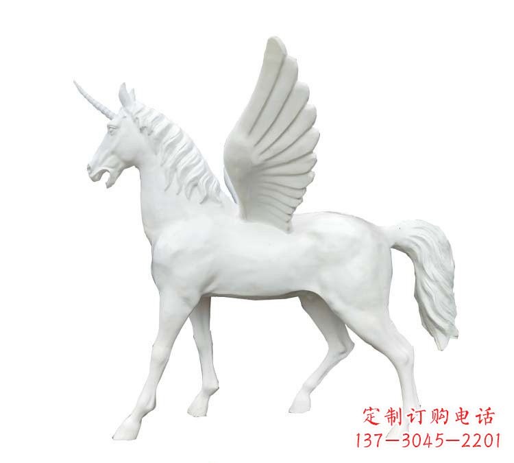 聊城玻璃钢白色飞马雕塑