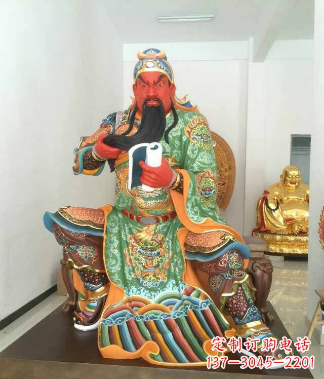 聊城玻璃钢关公书香雕塑