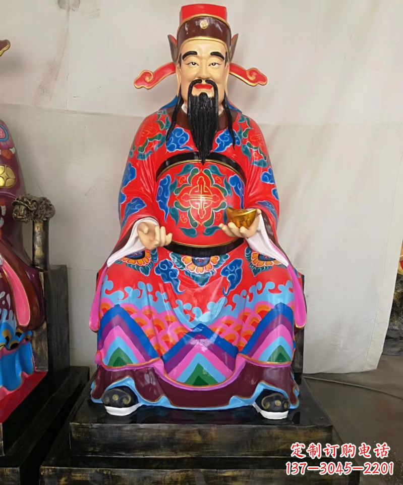 聊城玻璃钢彩绘文财神神像雕塑