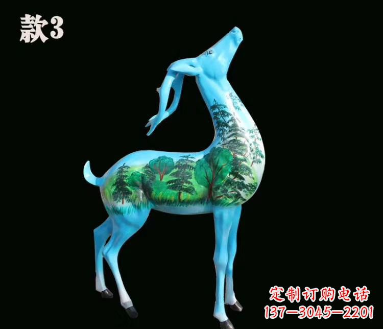 聊城玻璃钢彩绘艺术小鹿雕塑精美的艺术品