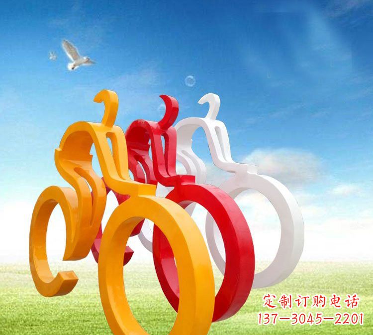 聊城玻璃钢艺术自行车雕塑