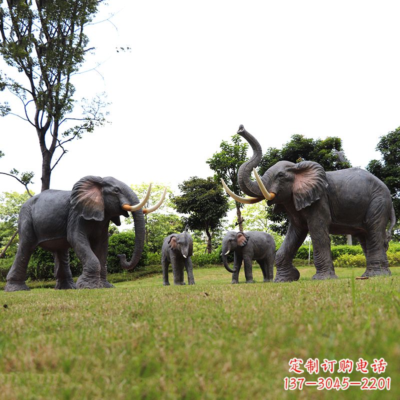 聊城玻璃钢大象雕塑传承古老文化,点缀园林景观