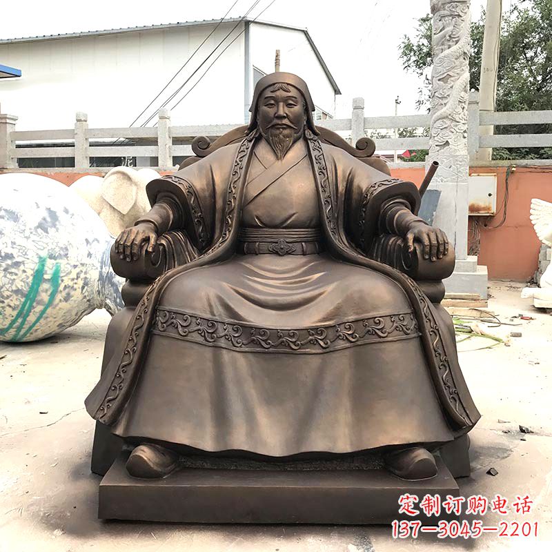 聊城成吉思汗玻璃钢仿铜雕塑