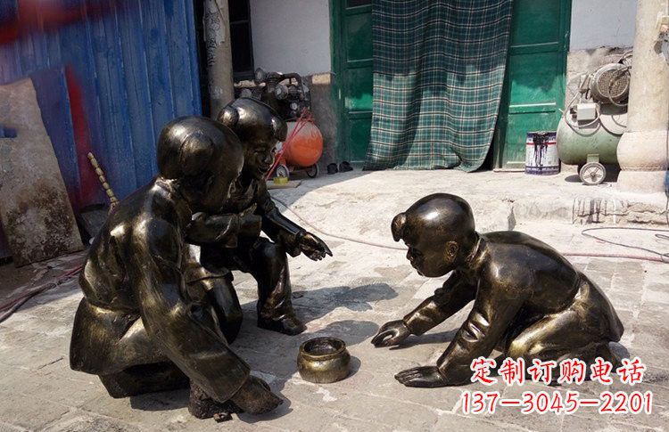 聊城精美玻璃钢仿铜斗蛐蛐儿童雕塑