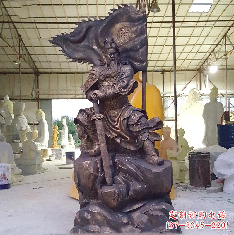 聊城玻璃钢仿铜关公雕塑传承中国传统文化