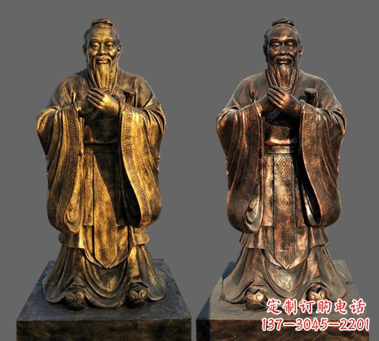 聊城玻璃钢仿铜孔子雕塑——校园名人的荣耀