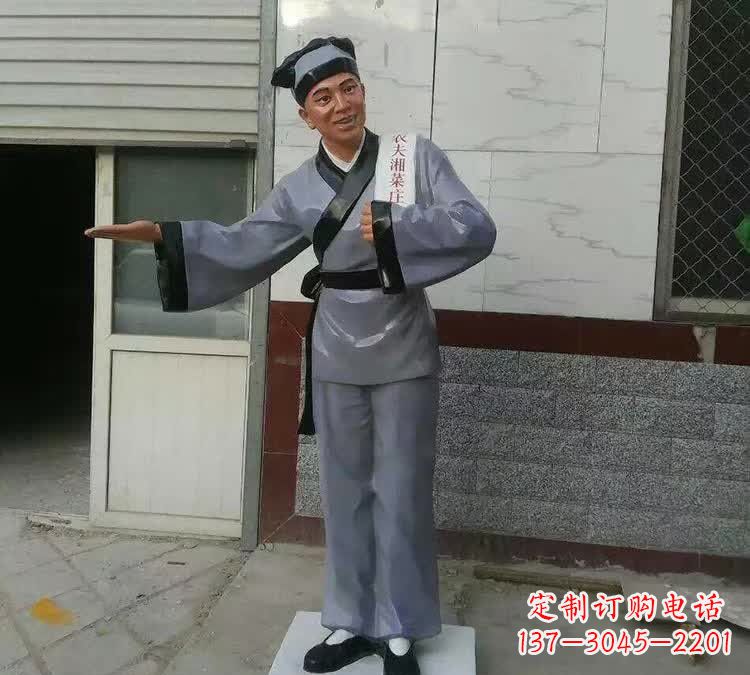 聊城精致玻璃钢店小二雕塑