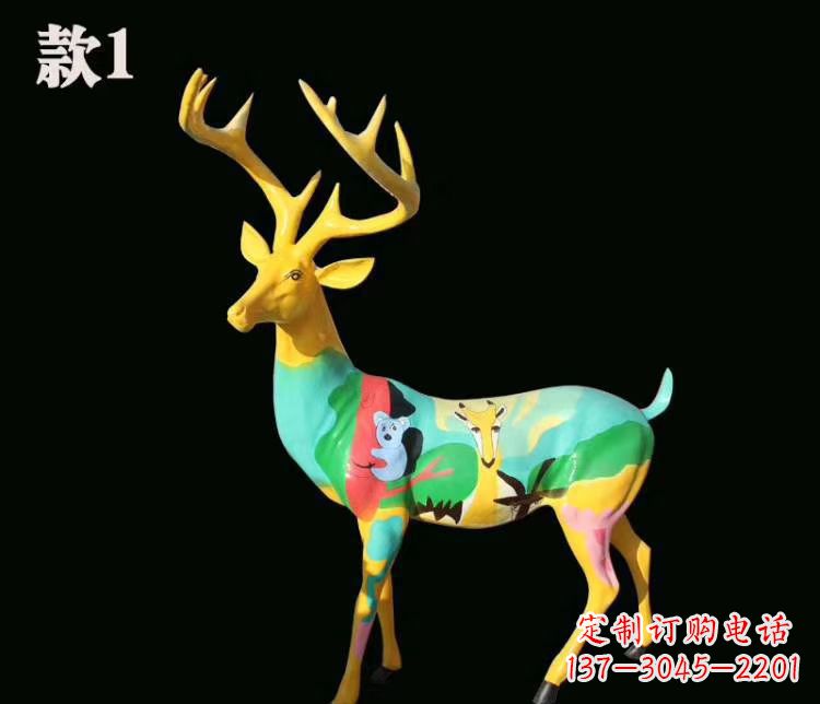 聊城玻璃钢梅花鹿雕塑