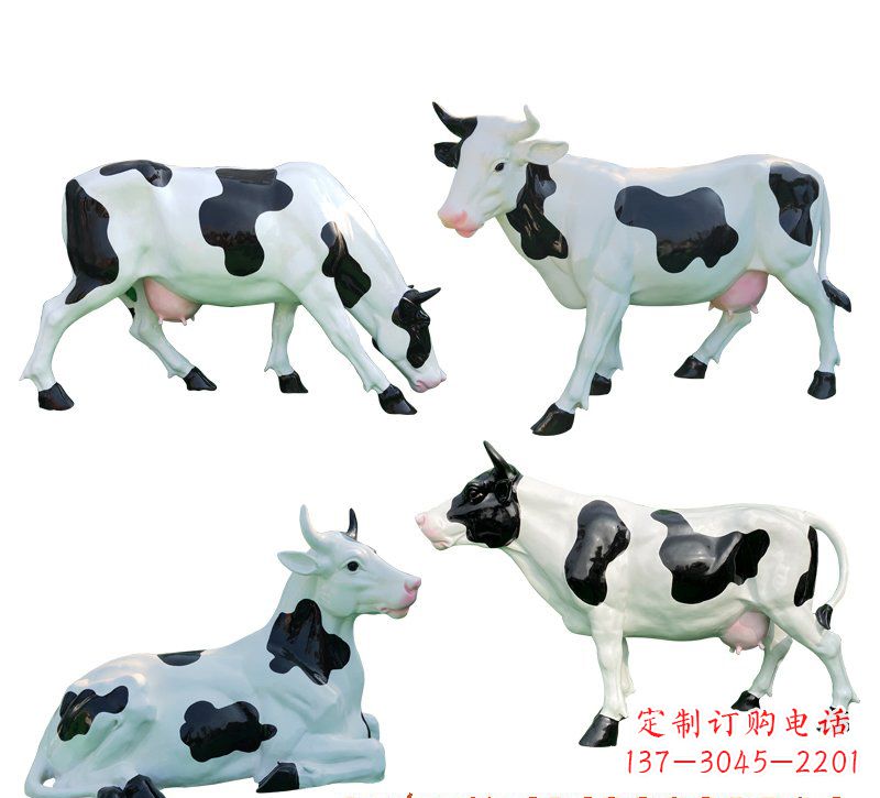 聊城玻璃钢仿真奶牛雕塑精美的艺术品