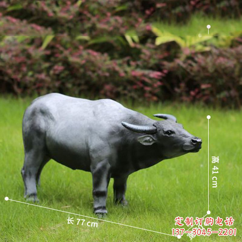 聊城玻璃钢仿真水牛雕塑——点缀公园草坪