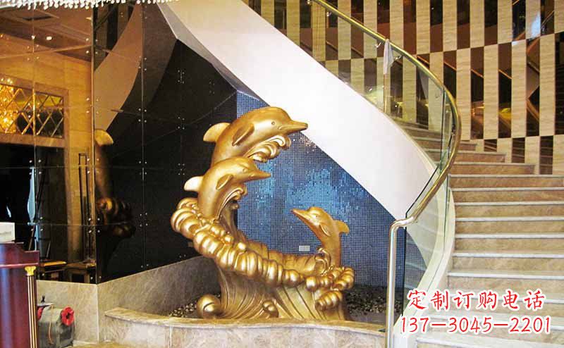 聊城玻璃钢海豚雕塑精美的艺术精品