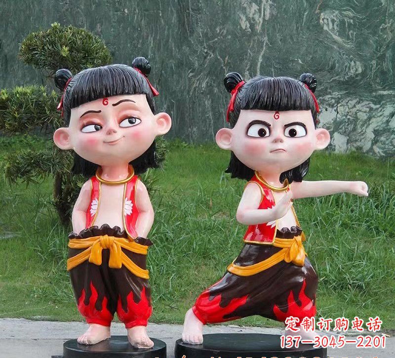 聊城哪吒玻璃钢卡通人物雕塑的象征