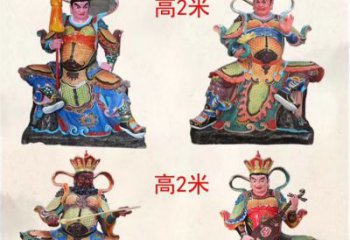 聊城玻璃钢彩绘四大天王雕塑宏伟壮观的艺术珍品