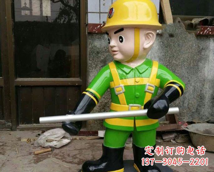 聊城玻璃钢消防员雕塑——让爱与勇气永恒