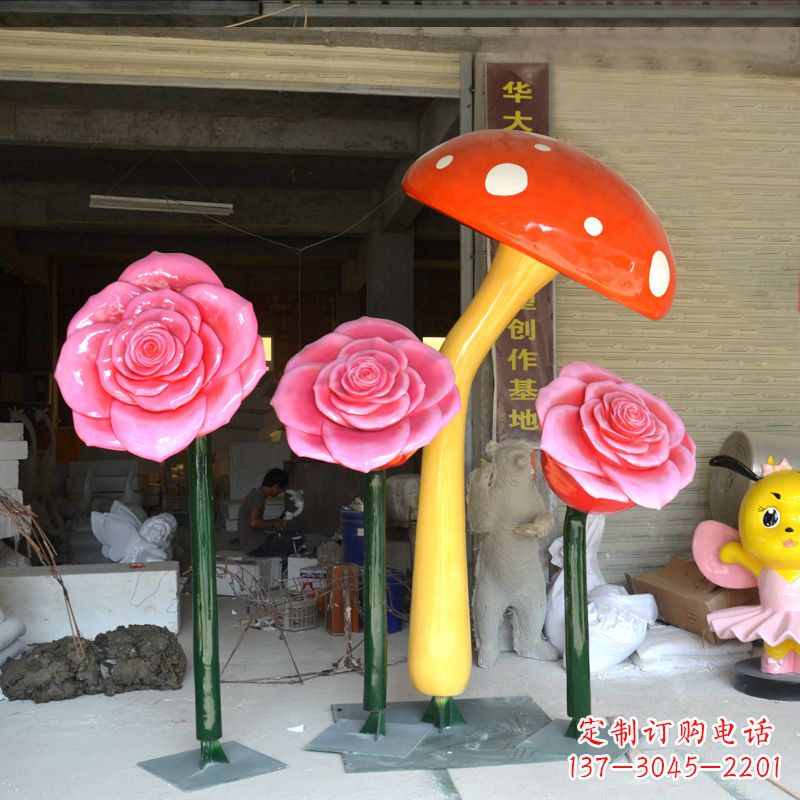 聊城玫瑰之美玻璃钢玫瑰雕塑