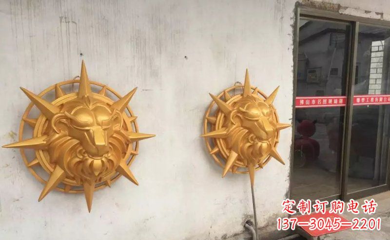 聊城玻璃钢狮子头雕塑——精美景观装置