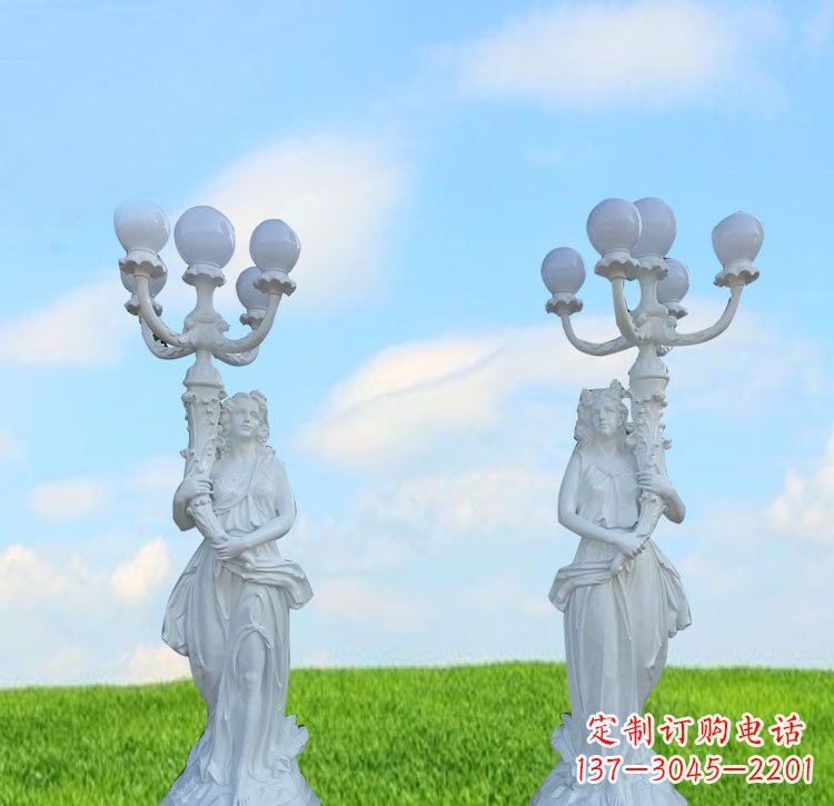 聊城美女雕塑玻璃钢西方美女路灯的艺术精髓