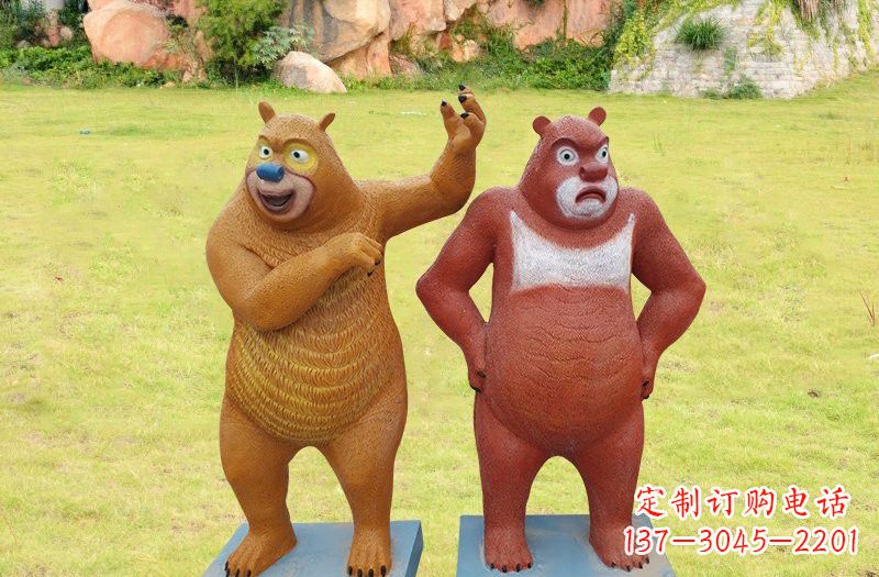 聊城玻璃钢熊大熊二雕塑浪漫的熊熊之旅