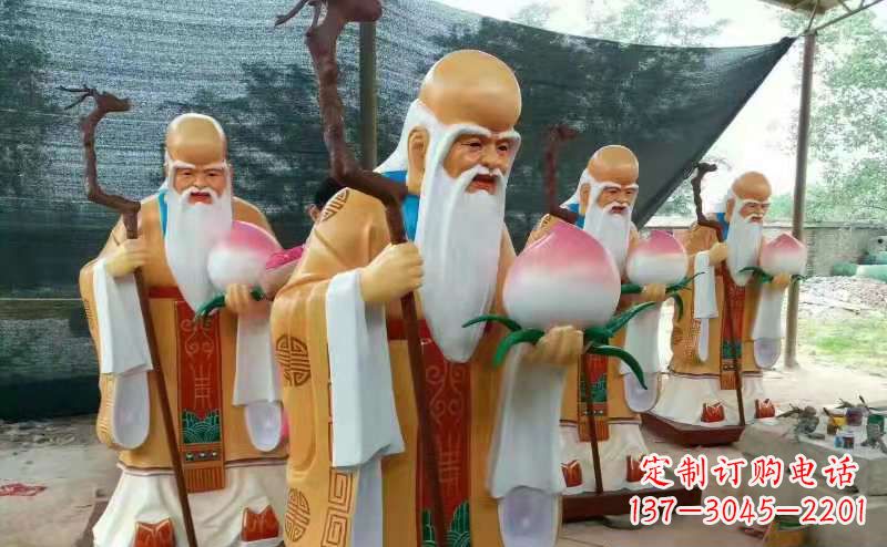 聊城玻璃钢宗教庙宇神像彩绘老寿星雕塑