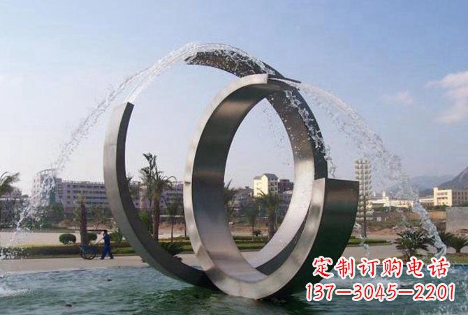 聊城不锈钢C形喷泉雕塑精美雕塑艺术
