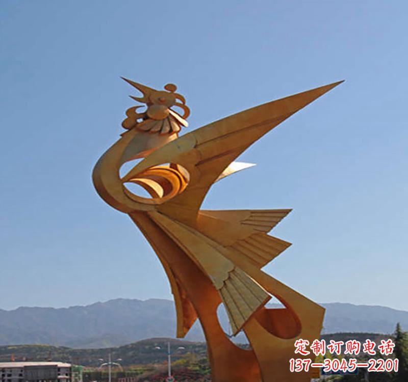 聊城不锈钢凤凰雕塑传承瑞雪兆丰年