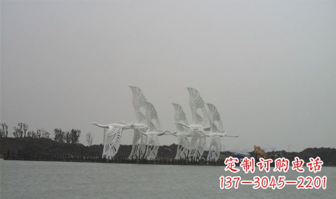 聊城不锈钢白鹭动物雕塑美丽的艺术作品