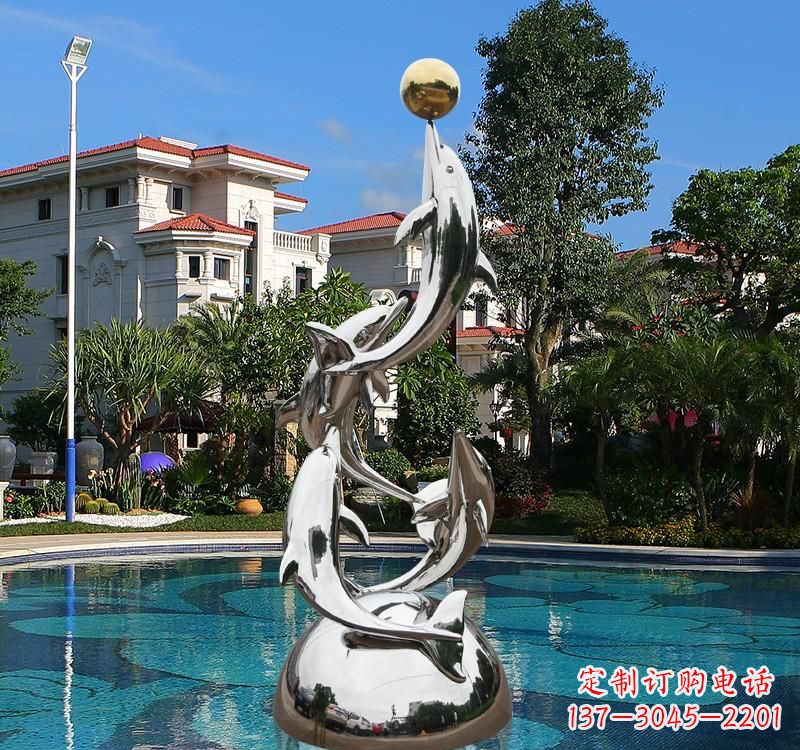 聊城不锈钢海豚雕塑精美绝伦