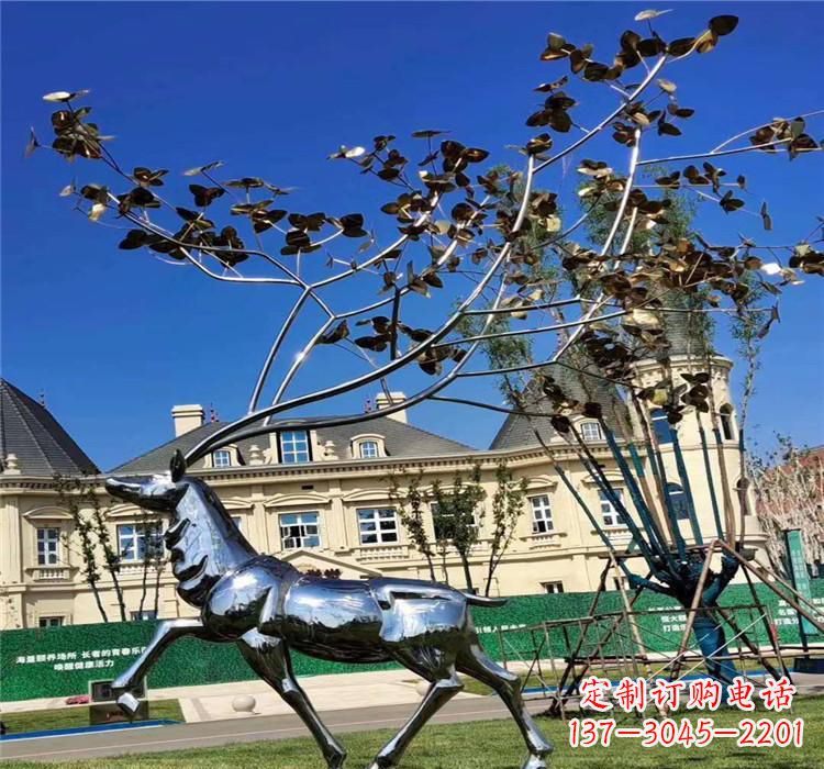 聊城不锈钢梅花鹿雕塑精美而又经久不衰