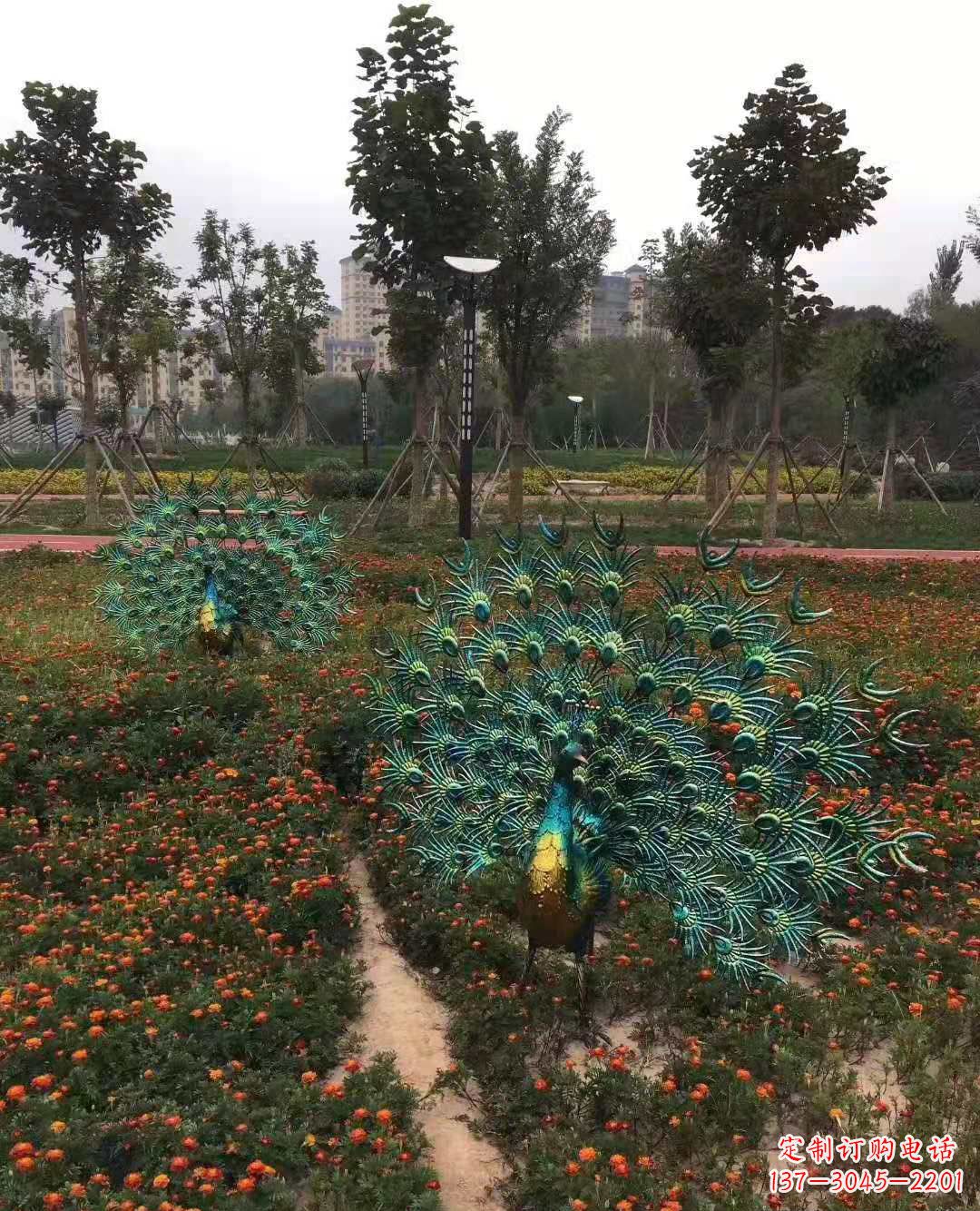 聊城不锈钢彩绘孔雀雕塑