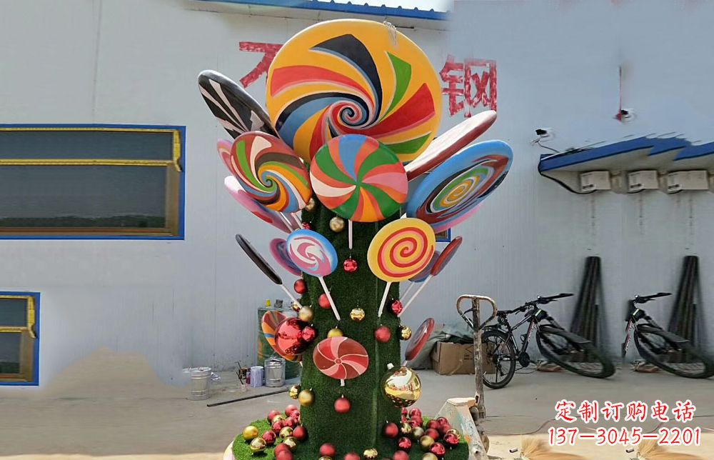聊城不锈钢彩色棒棒糖雕塑艺术与景观的完美结合