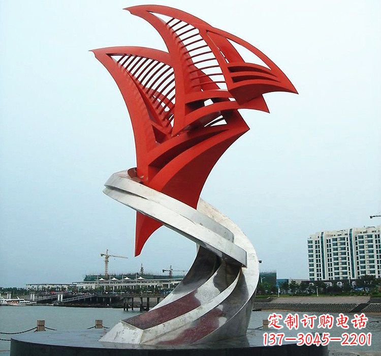 聊城不锈钢彩色帆船雕塑
