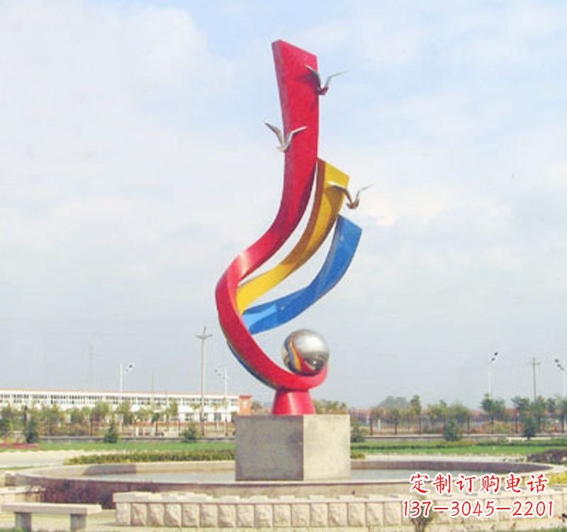 聊城不锈钢彩色海鸥海浪雕塑——美丽传承