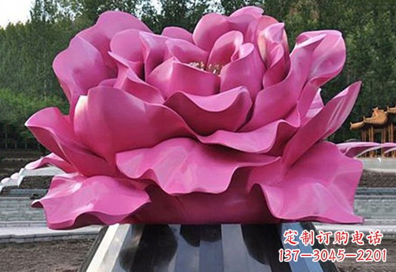 聊城不锈钢彩色牡丹花雕塑美丽的艺术品